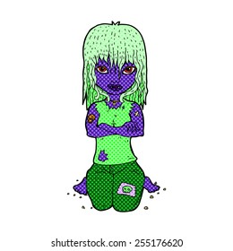 retro comic book style cartoon vampire girl