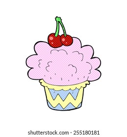 retro comic book style cartoon cupcake