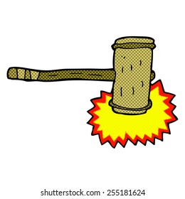 retro comic book style cartoon wooden hammer