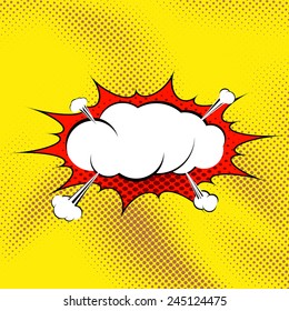 Retro comic book style pop art steam explosion expression funny bubble. Vector illustration