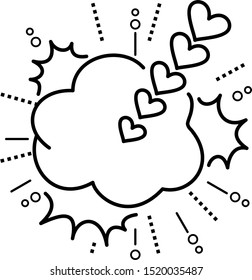 Retro comic bubble line art icon.  Black  aesthetic contour for St. Valentine's Day.