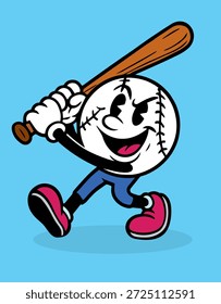 Retro comic Cartoon Baseball Ball Play Ball Baseball vector