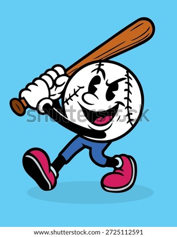 Retro comic Cartoon Baseball Ball Play Ball Baseball vector