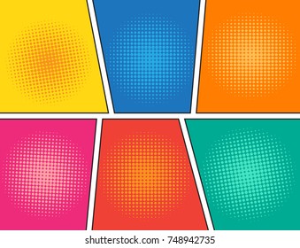 Retro comic colorful background with halftone. Vector illustration, vintage design, pop art style.