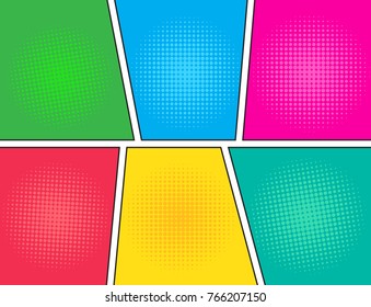 Retro comic colorful background with halftone. Vector illustration, vintage design, pop art style.