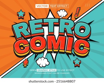 retro comic editable text, font effect, 3d text for title