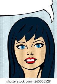 Retro comic girl with speech bubble