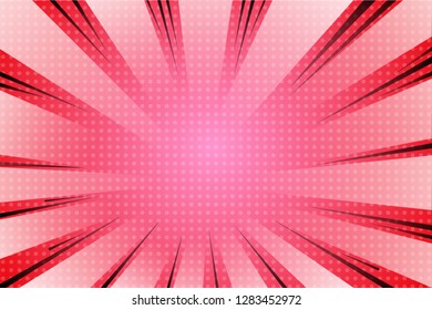 Retro Comic pop art background speed lines and halftone dots on red background - Cartoon Vector Illustration  eps 10