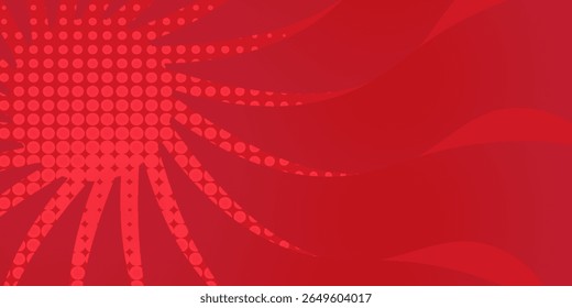 Retro história em quadrinhos pop art fundo vermelho com listras e pontos de meio-tom. Estilo clássico vintage de desenho animado. Ilustração vetorial