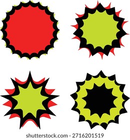 Retro Comic Pop Art Starburst Explosion Vector Shapes - Blank Marketing Sale Stickers and Promo Badges Clipart Set
