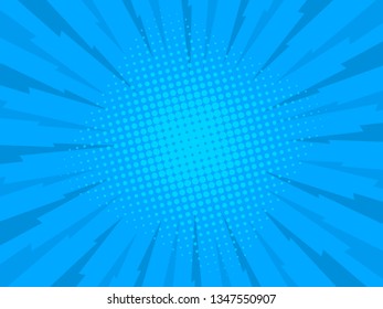 Retro comic rays blue background. Vector illustration in pop art retro style
