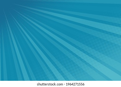 Retro comic rays blue dots background. Vector illustration