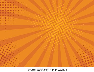 Retro comic rays yellow background. Vector illustration in pop art retro style