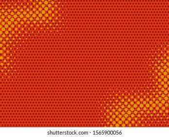 Retro comic red and yellow dots background. Vector illustration in pop art retro style