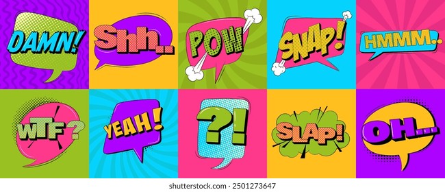 Retro comic speech bubble in trendy pop art style