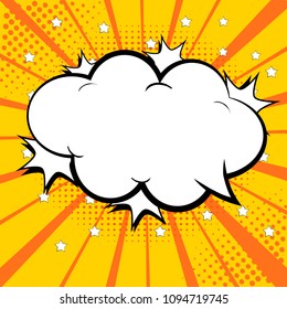 Retro comic speech bubbles. Cartoon of blank template in Pop Art style. Halftone background. Vector illustration
