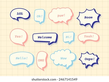 Retro comic speech bubbles template. Classic bubbles chat collection