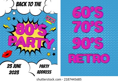 Afiche de fiesta de estilo retro cómico.