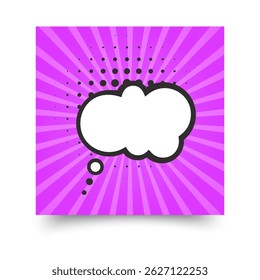 Retro comic style thought bubble on a colorful background