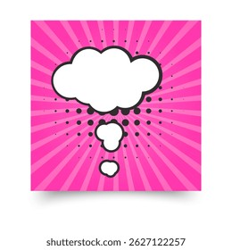 Retro comic style thought bubble on a colorful background