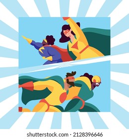 retro comic superheroes book page