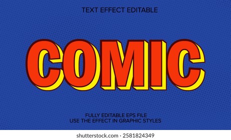 retro Comic text effect 3d style editable vector