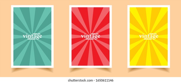 retro comic vintage set with green, red and yellow color. vector illustration