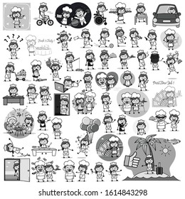 Retro Comic Waitress Concepts - Various Concepts Vector illustrations