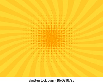 Fondo retro amarillo cómico. Estilo de arte pop vintage. Ilustración vectorial.