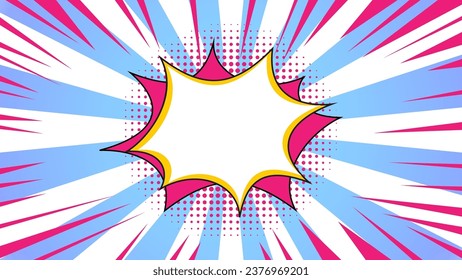 A retro comic-style background featuring an empty speech bubble