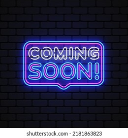 Retro coming soon, great design for any purposes. Marketing concept. Neon font. Vector background