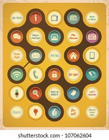 Retro communication concept template. Retro icons and popular 50's slang phrases.