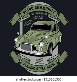 retro community, vector car illustration