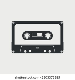 Retro compact audio cassette vector illustration isolated on white background.