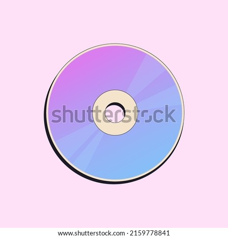 Retro compact disc icon in flat style isolated on pink background. Nostalgia for 1990s 