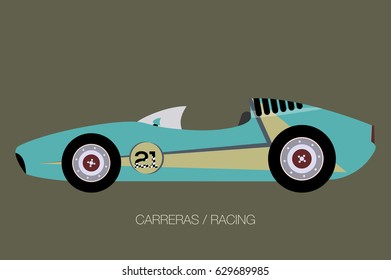retro competition car icon, flat design style