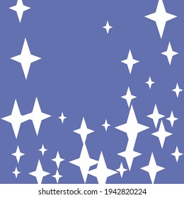 Retro Composition Print Indigo Winter Pattern. Holiday Magic New Year Blue White Wallpaper. Night Santa Color Four-pointed Sky Background. Dark Chaotic Mystery Stars Christmas Snow Wallpaper.