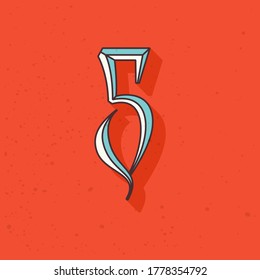 Retro compressed number five logo. Blackletter font perfect to use in any alcohol labels, retro style logos, circus posters, luxury identity, etc.