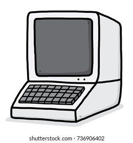 retro computer / cartoon vector and illustration, hand drawn style, isolated on white background.