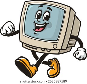Animação de personagem de computador retrô andando
