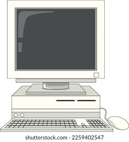 Retro computer device isolated illustration