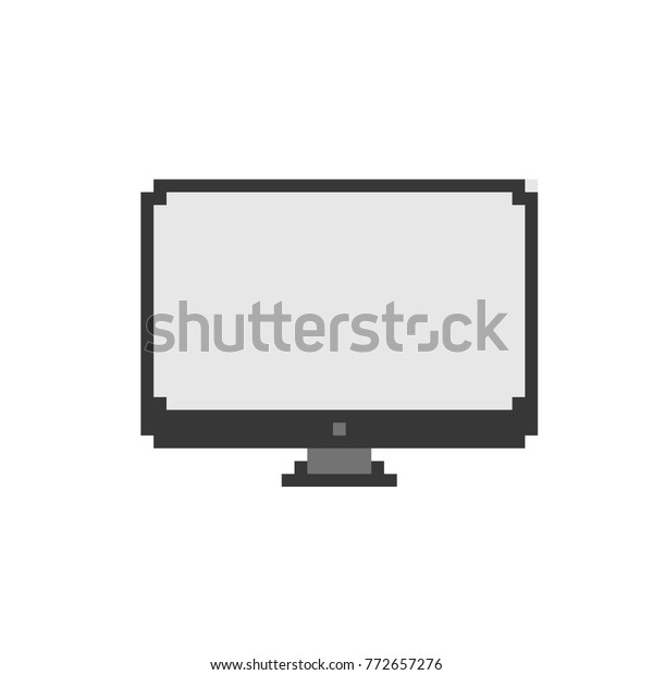 Retro computer\
display in pixel style. Minimalist display isolated on white\
background. Game design\
icon.