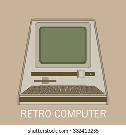 retro computer flat vector