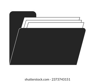 Retro computer folder files flat monochrome isolated vector object. Vaporwave nineties shortcut. Editable black and white line art drawing. Simple outline spot illustration for web graphic design