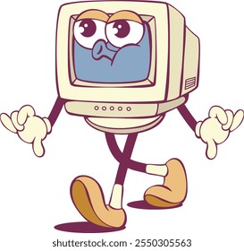 Retro computer groovy cartoon character