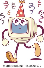 Personagem de desenho animado groovy computador retro