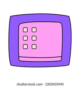 Retro Computer Icon On Isolated Background. Vector Illustration Of Old Tv. Y2k, 00s, 90s Concept. 