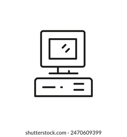 Retro computer icon. Simple desktop computer icon for social media, app, and web design. Vector illustration.