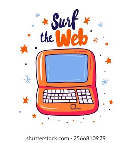 Retro Computer Illustration Surf the Web