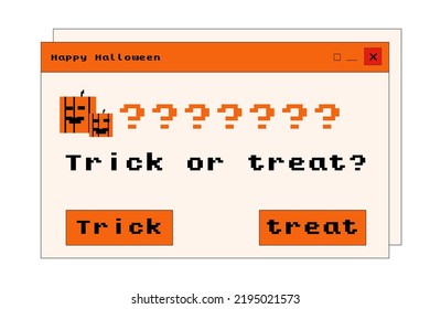 Retro computer interface. Pixelated Halloween card